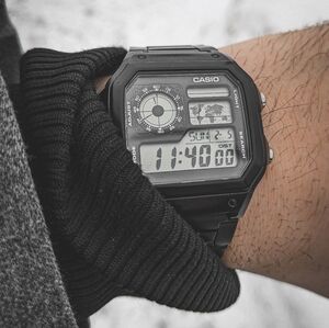 Casio "Royale" AE1200 black, modded text, extra bracelet